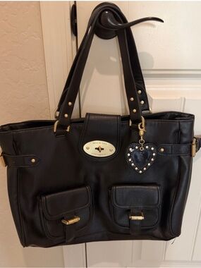 Mulberry for Target Large Black Faux Shoulder Bag With Heart Charm